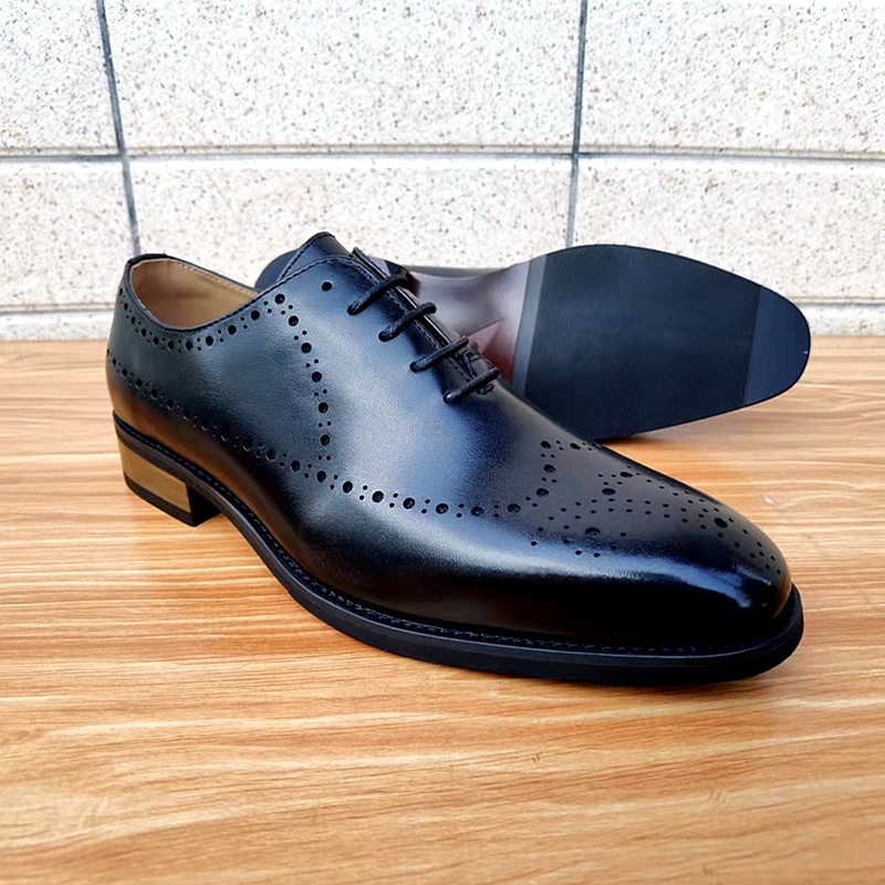 外贸英伦布洛克皮鞋男真皮透气