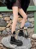 Martens, летние короткие сапоги на платформе, из натуральной кожи, женский стиль, коллекция 2023, средней длины, подходят для весны и осени