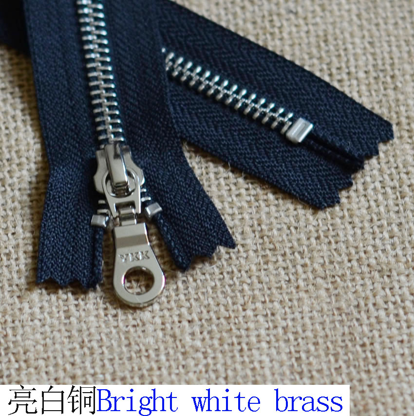 YKK金属拉链 5号亮白铜闭 黑15-50cm 口袋靴子拉锁 YKK手工拉链