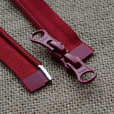 YKK外套拉链 5号尼龙双开红拉链60-120cm YKK尼龙拉链配件