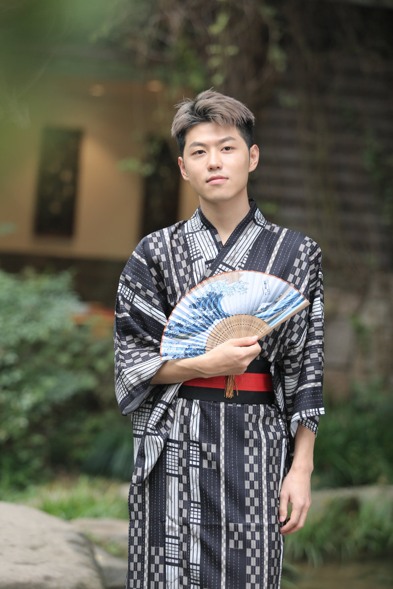 日本和服男传统武士绅士服正装日式和服秋冬不易皱和风cos男