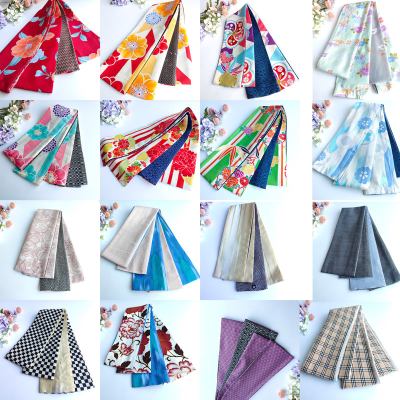 日本传统和服配件半幅带浴衣着物腰带夏日祭少女双面手打结