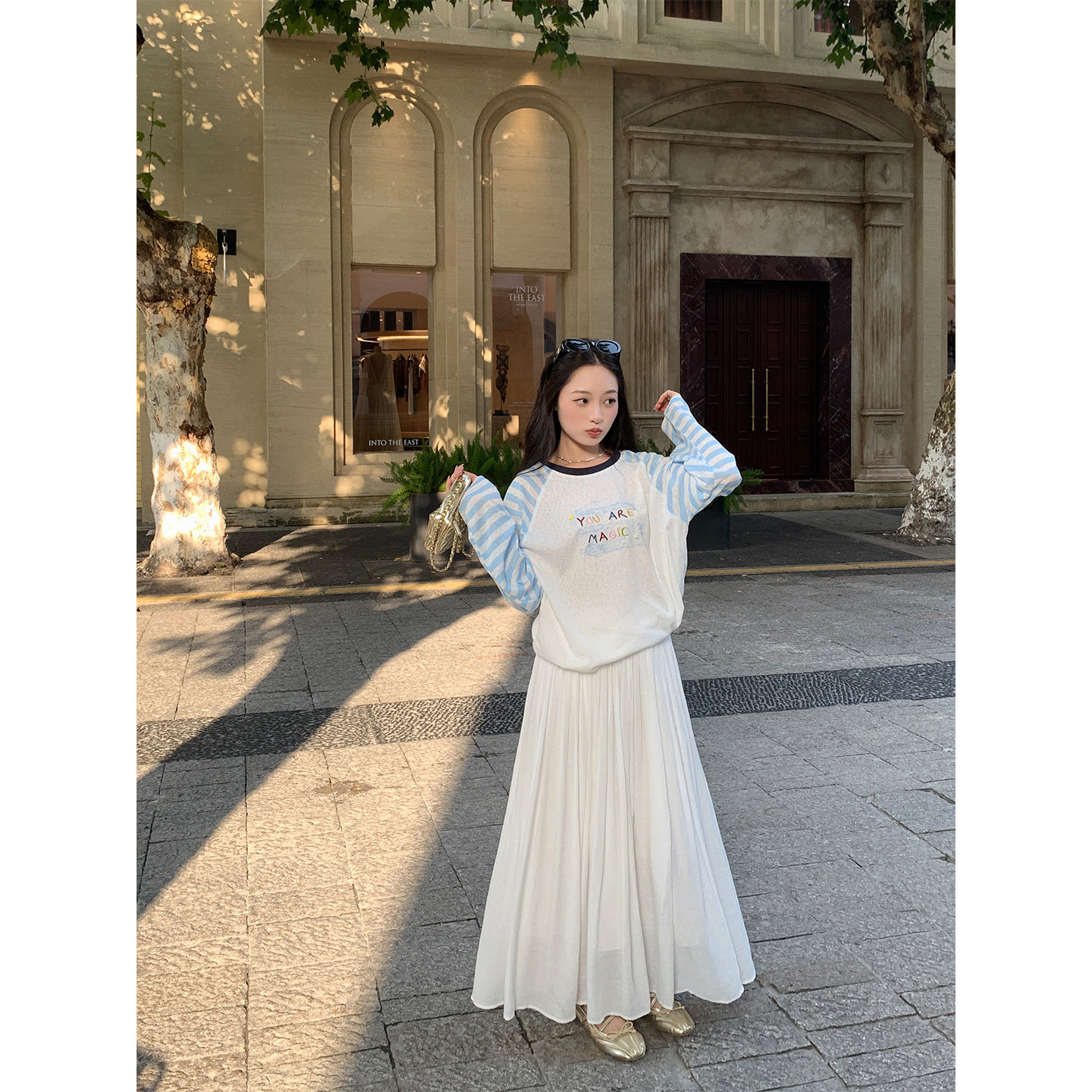 白色高级感复古亚麻长裙