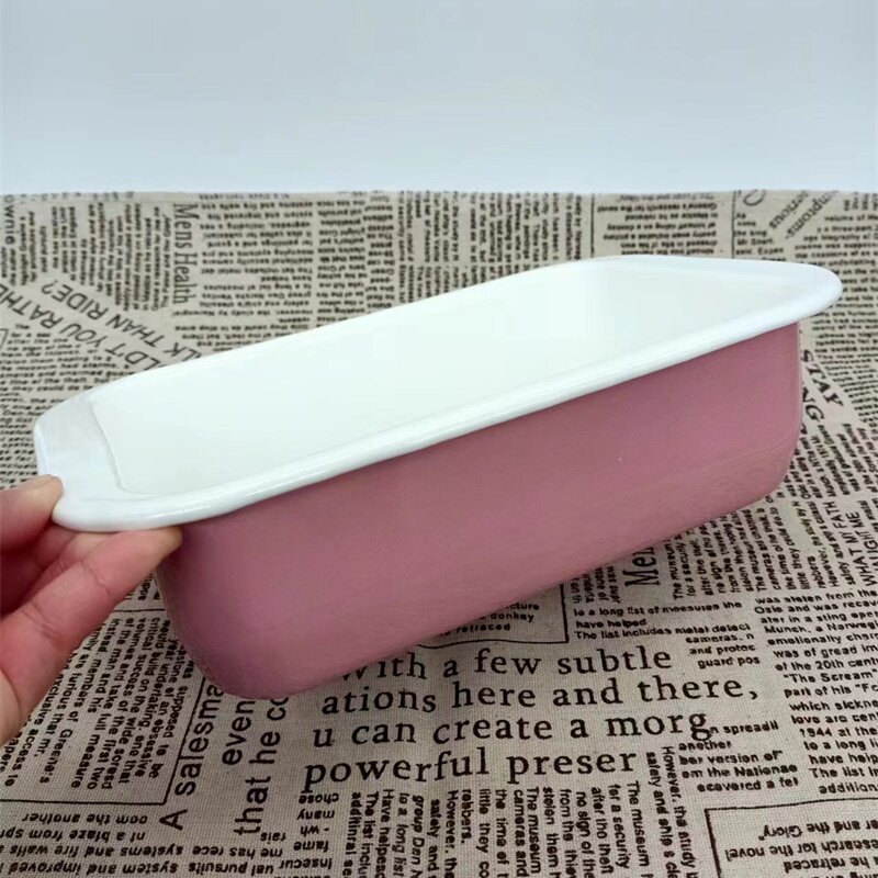 珐琅搪瓷加厚深盘意面蒸盘烘焙餐盘家用多功能烧烤长方形烤盘鱼盘