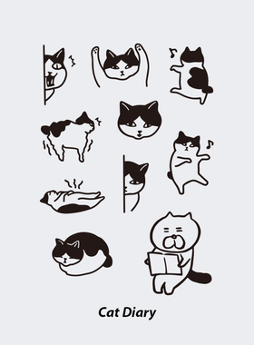 NEUF弗纹身贴《猫咪日记》可爱猫组图二次元小猫卡通动物日常趣味