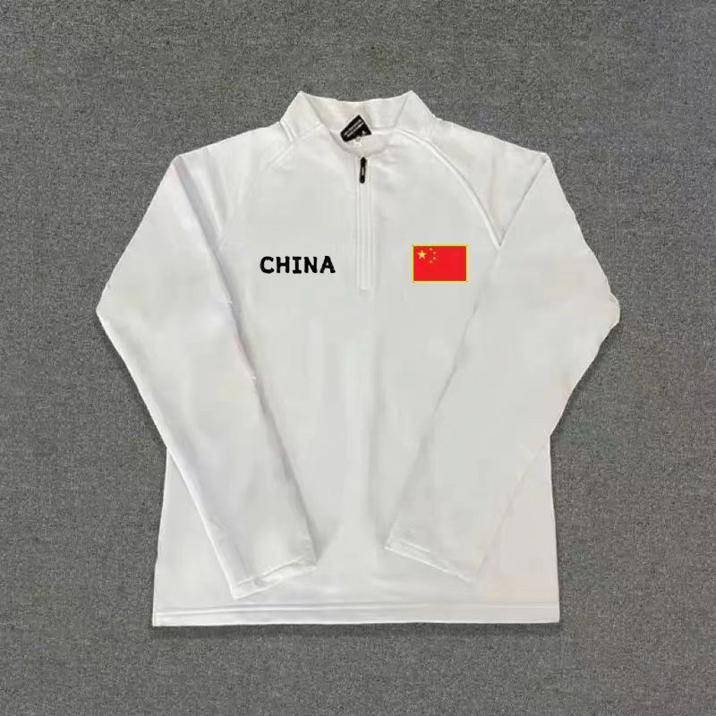 红旗半拉链长袖田径服跑步男女篮球体育生训练服健身运动上衣秋冬