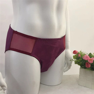 时尚男式弹力柔滑牛奶丝花款性感情趣健康面料舒适日常穿三角内裤