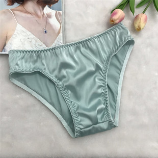 新款光滑亮面仿真丝纯色性感男女版特别设计男士不绷不紧三角内裤