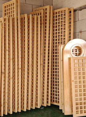 东阳木雕实木花格新中式移门田十方隔断玄关格栅推拉屏风宋式美学