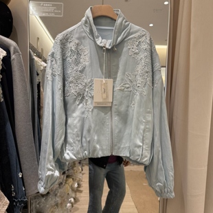 莱赛尔亚麻蕾丝刺绣立领短外套女2026春款高级感重工国风减龄上衣