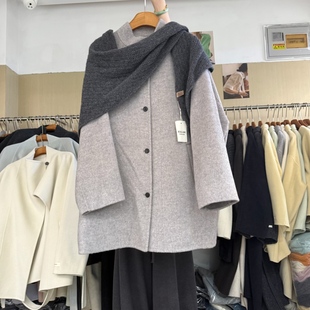 山羊绒韩版羊毛披肩双面羊绒大衣女2025冬百搭减龄长款毛呢外套潮