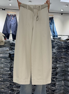 灰白色韩版宽松弯刀牛仔裤女2026春高腰显瘦时尚百搭减龄拖地裤潮