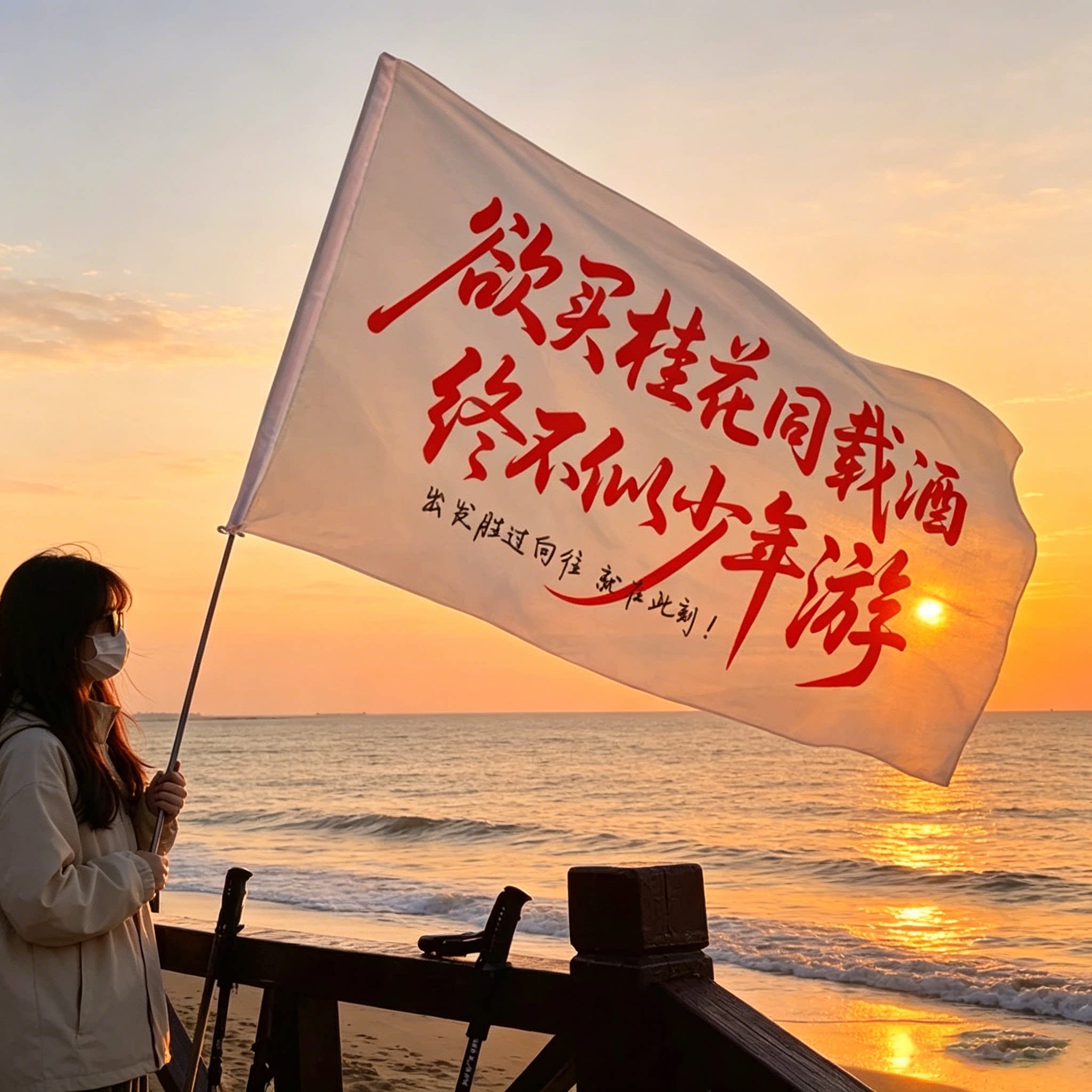 登山旗帜我梦寐以求是真爱和自由摇滚旗帜爬山旗子音乐节旗帜定制