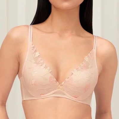 蕾丝无钢圈11-1916薄杯文胸舒适内衣女有钢圈水袋16-8894