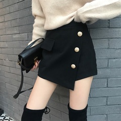 Real shot ~ real price ~ high waisted skinny shorts Korean irregular wide leg pants woolen boots pants skirt pants