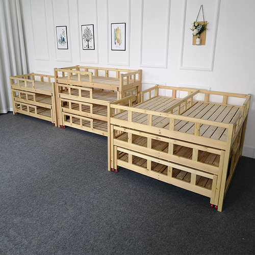幼儿园午睡床实木儿童床专用床托管床小学生双层床推拉床专业定制