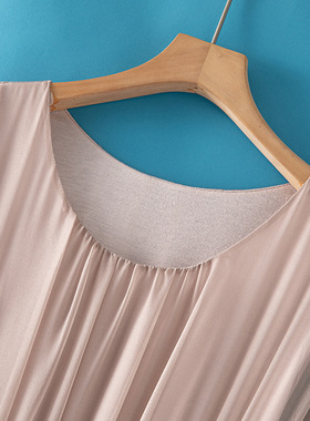 真丝连衣裙纯色简约气质桑蚕丝沙滩长裙86015定制