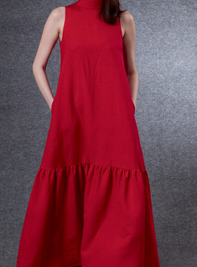 红色蝴蝶结无袖礼服连衣裙欧美性感夏季量身定制tailored dresses