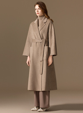 严选100纯山羊绒双面羊绒大衣女长款秋冬宽松经典Labbro毛呢外套