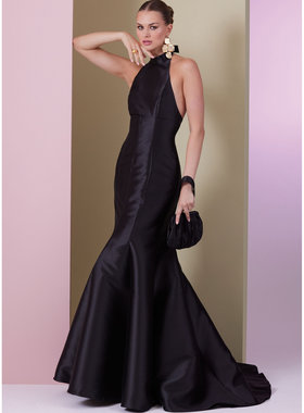 黑色真丝露背婚礼仪主持连衣裙欧美定制做party tailored dresses