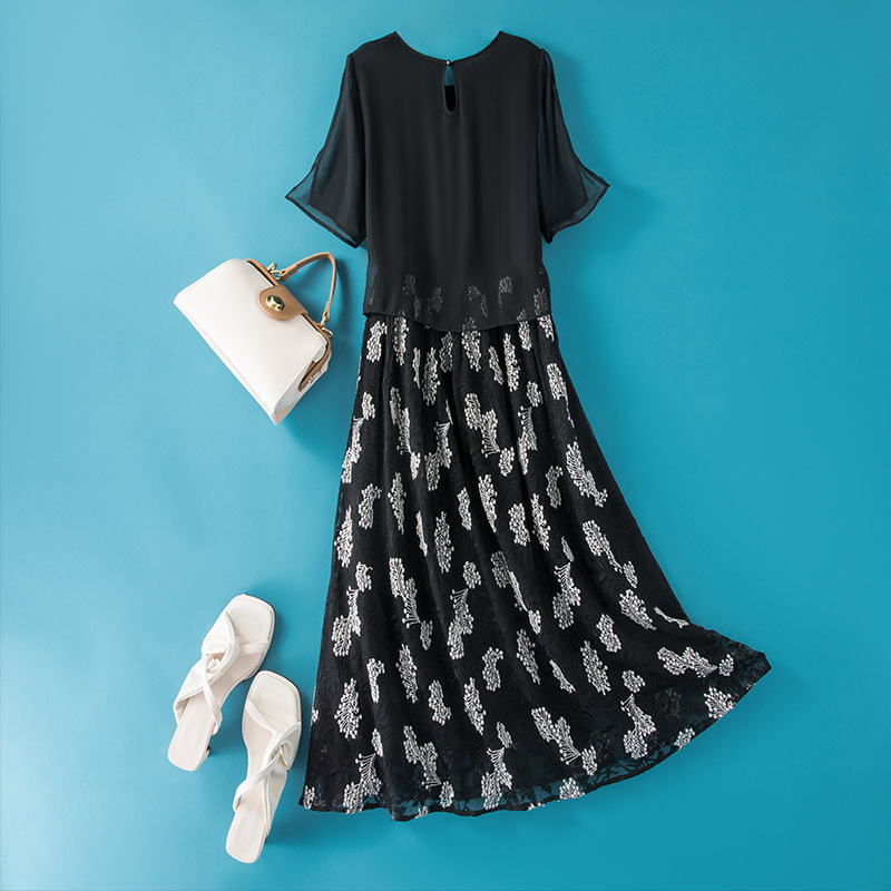 新款杭州刺绣真丝连衣裙女装夏季