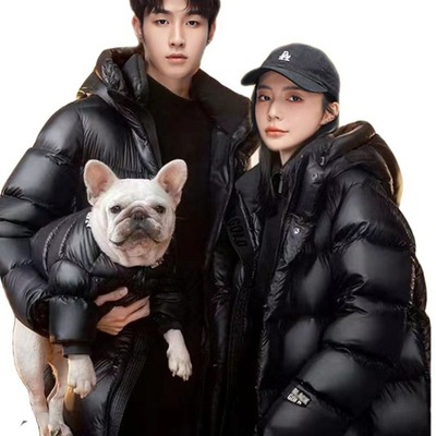 黑金鹅绒羽绒服女长款过膝东北加