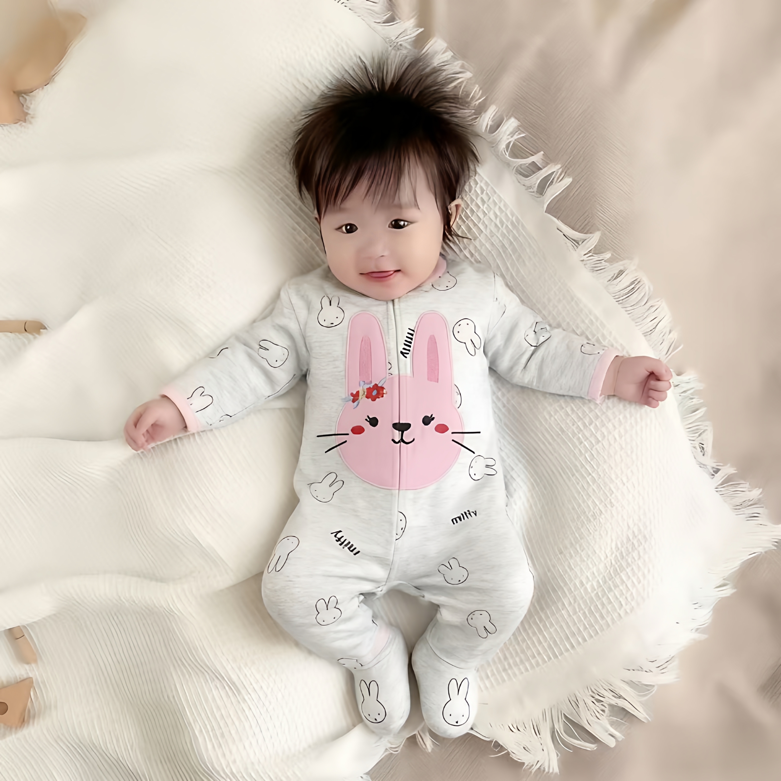 四季女宝宝纯棉包脚连体衣