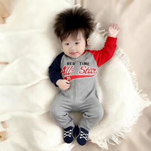 外贸童装婴儿长袖连身衣男女宝宝哈衣长爬服新生儿纯棉包脚连体衣