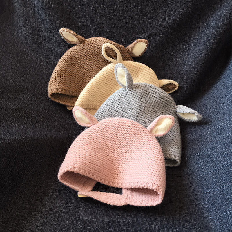 秋冬男女宝宝毛线耳朵帽子