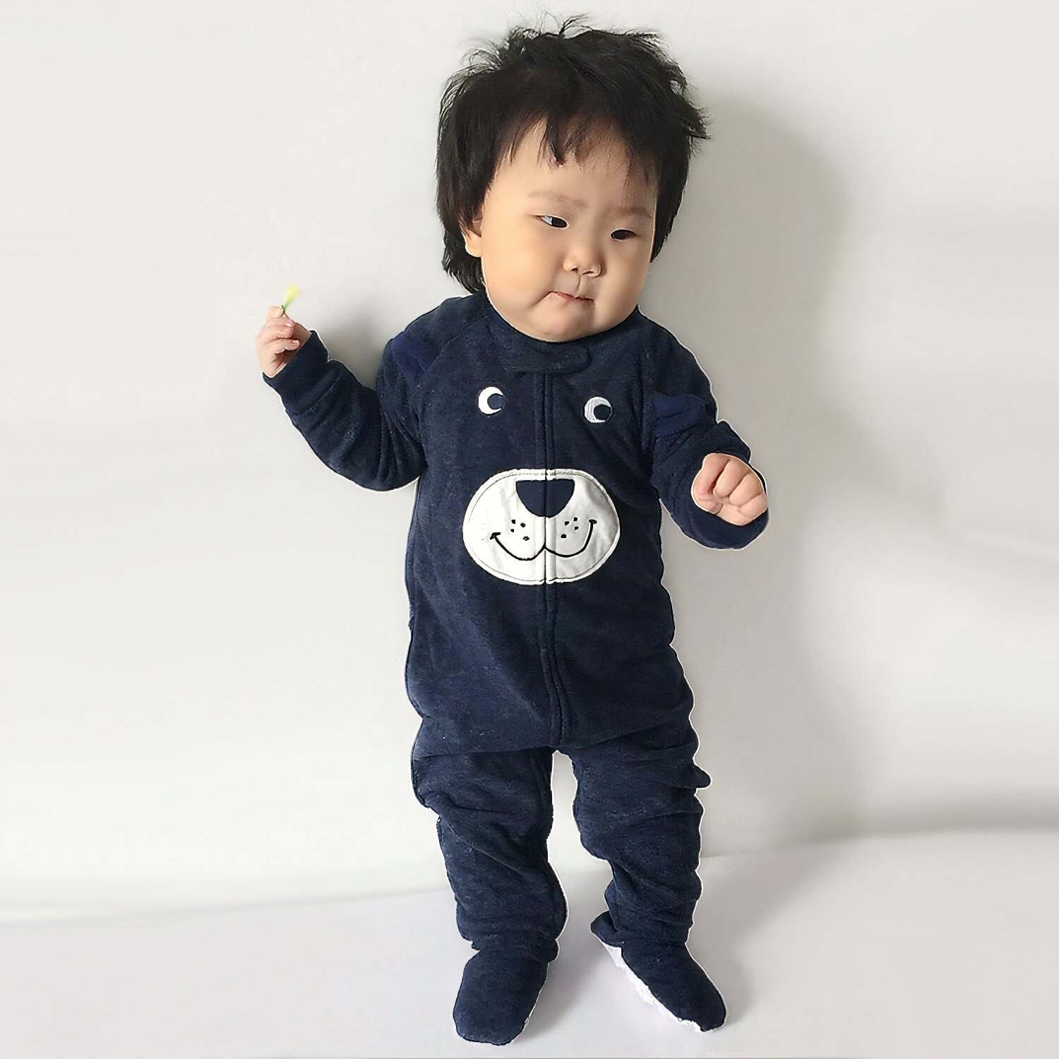 秋冬儿童包脚摇粒绒连体衣