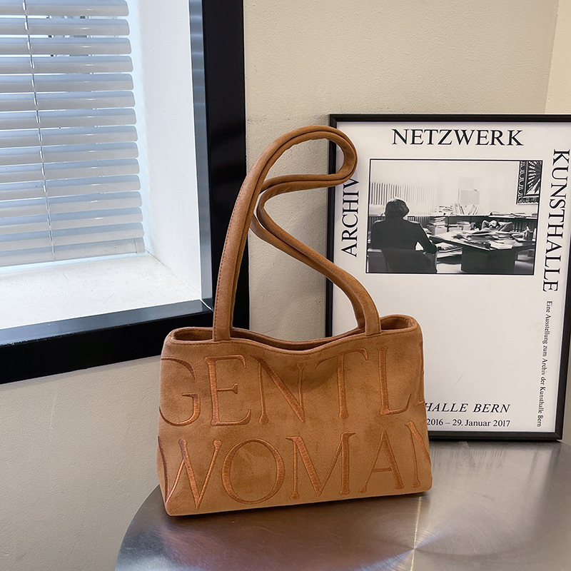 时尚百搭鹿皮绒腋下包包女2025新款休闲质感Gentlewoman单肩包潮