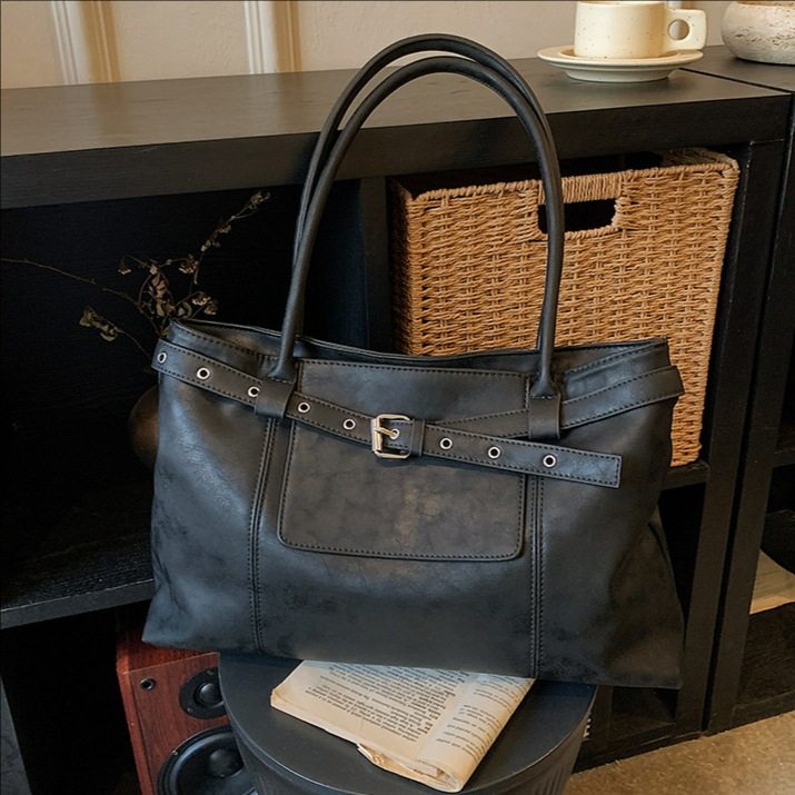 跨境手提包包女爆款大容量通勤托特包2026新款小众机车风单肩包,箱包皮具/热销女包/男包,托特包,淘宝优惠券,粉丝福利购,淘宝优惠卷