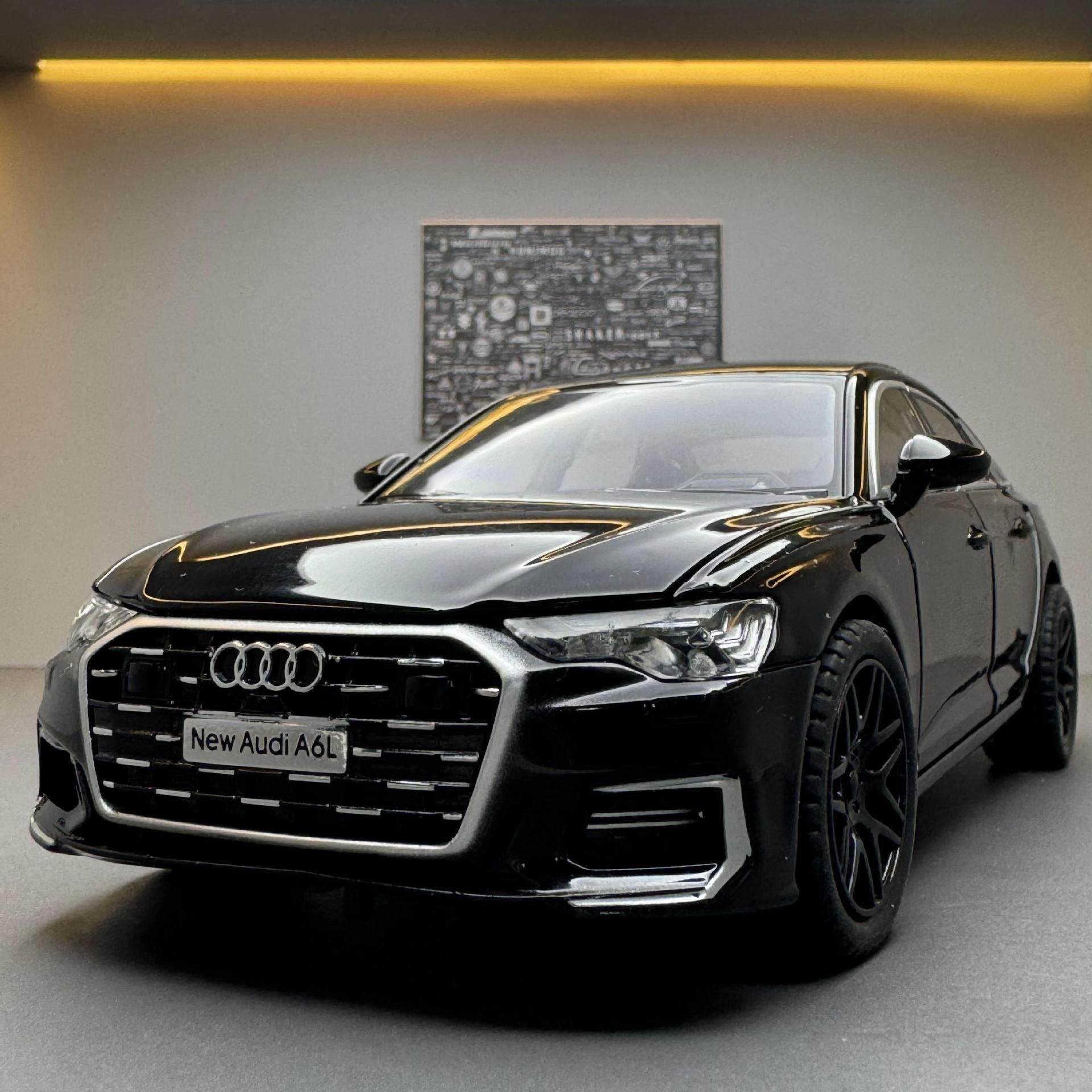 新款 驰美合金车模1:24奥迪a6带声光回力玩具汽车音乐模型摆件