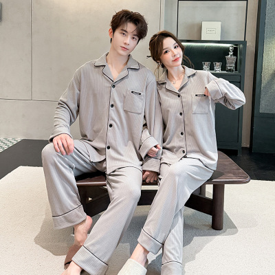 纯色编织纹情侣款简约德绒睡衣秋冬季舒适温暖长袖家居服套装