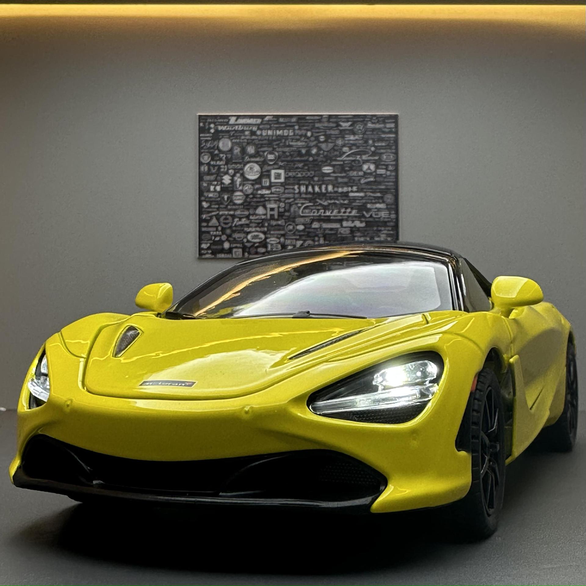 车致合金车模1:24迈凯伦720s跑车声光回力玩具车音乐模型摆件