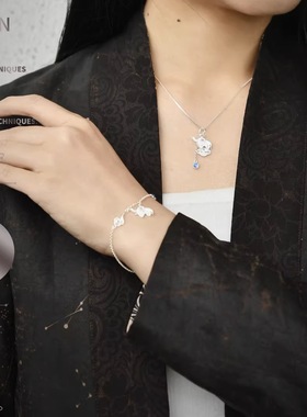 姜央男女通用纯银天然蓝玛瑙国风