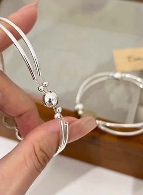 s925纯银天然石黄发晶弯管手串女款高级感小众设计ins冷淡风手链
