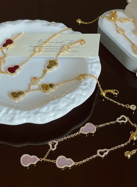 S925纯银爆款福禄白贝葫芦手链红玛瑙小葫气质轻奢宫廷风高级