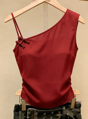 十三行一线大牌！带胸垫女装无袖吊带背心2026新款修身甜辣风上衣