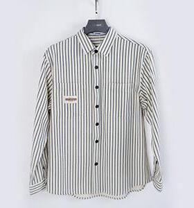 DISDUON定织黑白条纹港风日系宽松竖条纹长袖衬衫外套DDC112350