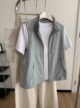 山系户外撞色立领轻便型拉链背心女26春夏韩系小众机能风速干马甲