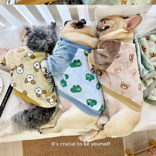 插肩袖卡通居家服法斗柴犬圆领衫柯基英斗恶霸胖狗衣服秋冬两脚装