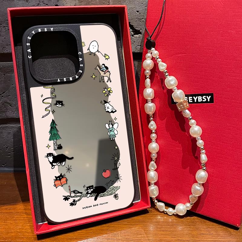 C家联名猫咪朋友圈适用iphone17pro手机壳可爱卡通苹果15保护套16promax镜面MagSafe磁吸13亚克力14男女款