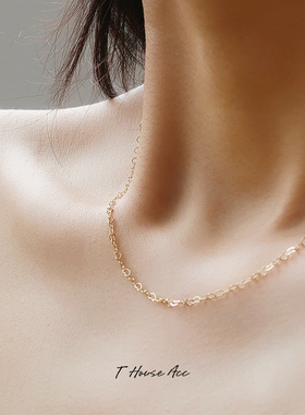 甜妹风简约心形裸链条锁骨链钛钢镀18k金强保色爱心链子项链包邮