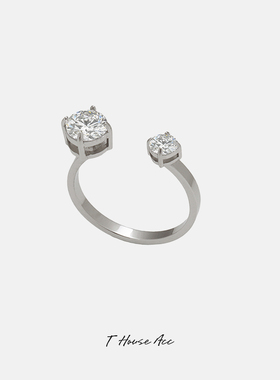 欧美冷淡风不对称锆钻戒指简约开口设计可调节高级感关节戒指环潮