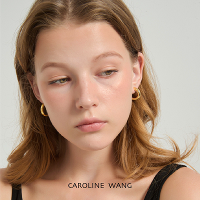 高级感老钱风金色hoop耳圈