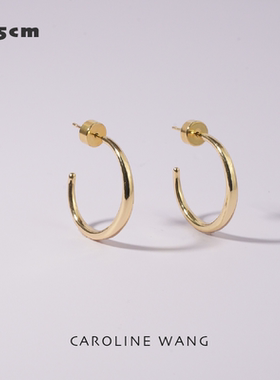 【925银针·时尚素圈耳环2.5cm】法式高级感hoop耳圈圆脸耳饰C型