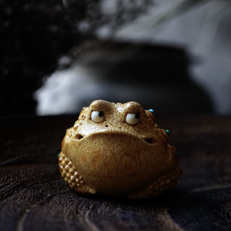 杨森老师作品嘟嘴呆萌多宝小金蟾竹根雕纯手工天然茶宠文玩手把件