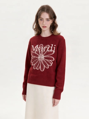 Mardi韩系秋冬新款圆领套头毛衣潮流提花雏菊休闲宽松针织上衣