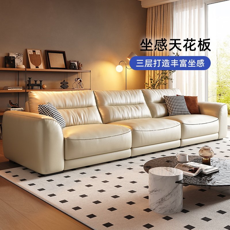 意式极简宙斯真皮沙发头层半青牛皮全青皮高靠背客厅现代简约直排